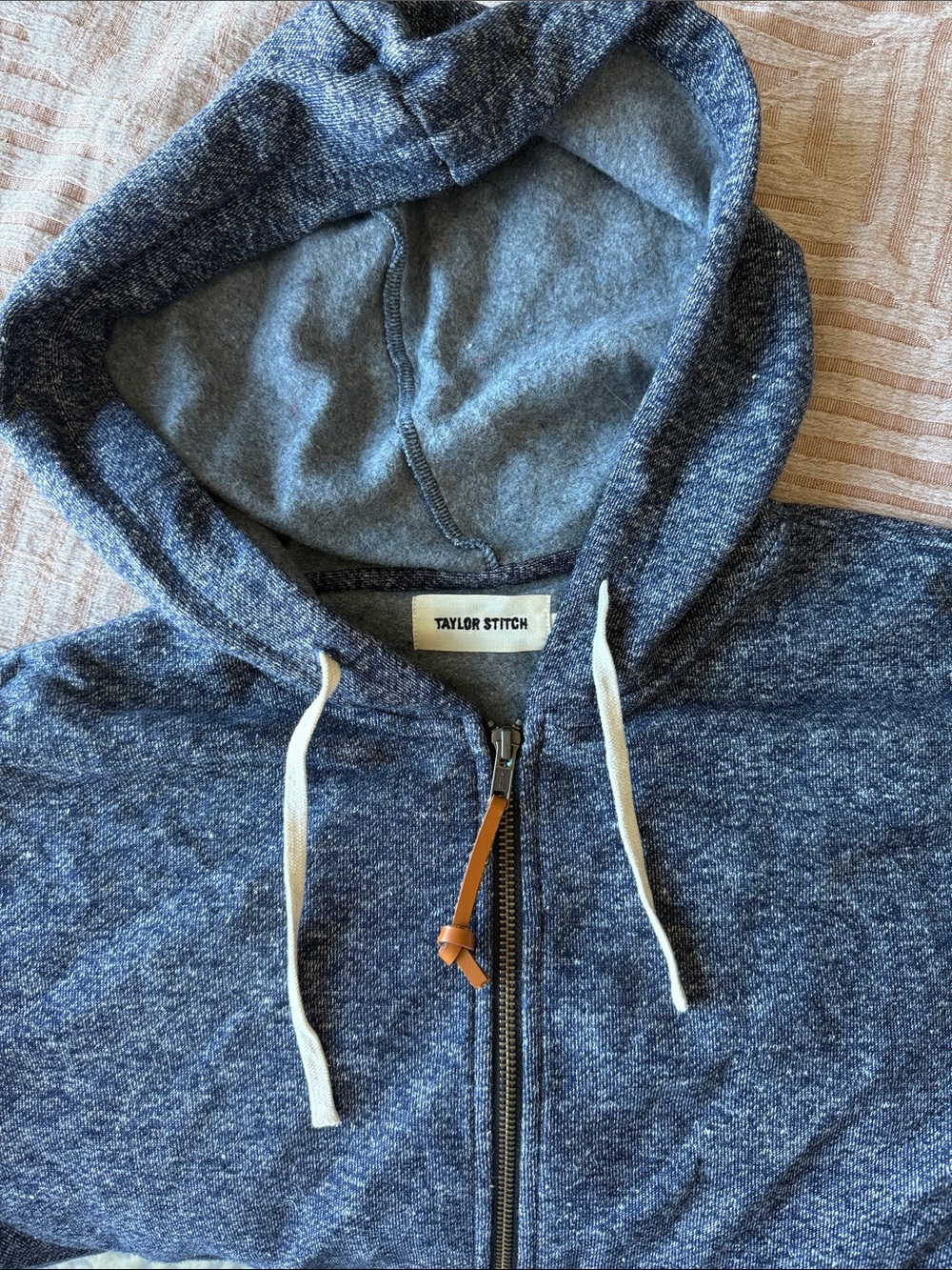 Taylor Stitch Navy Heather Zip-Up Hoodie